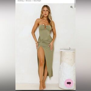 Hello Molly NWT - CAVIAR PLEASE STRAPLESS MIDI DRESS OLIVE